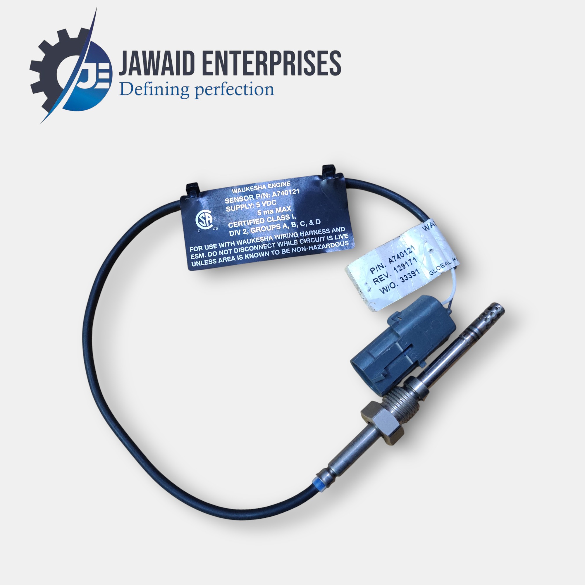 Waukesha A740121 RTD temperature sensor assembly for industrial gas engines, new OEM part.